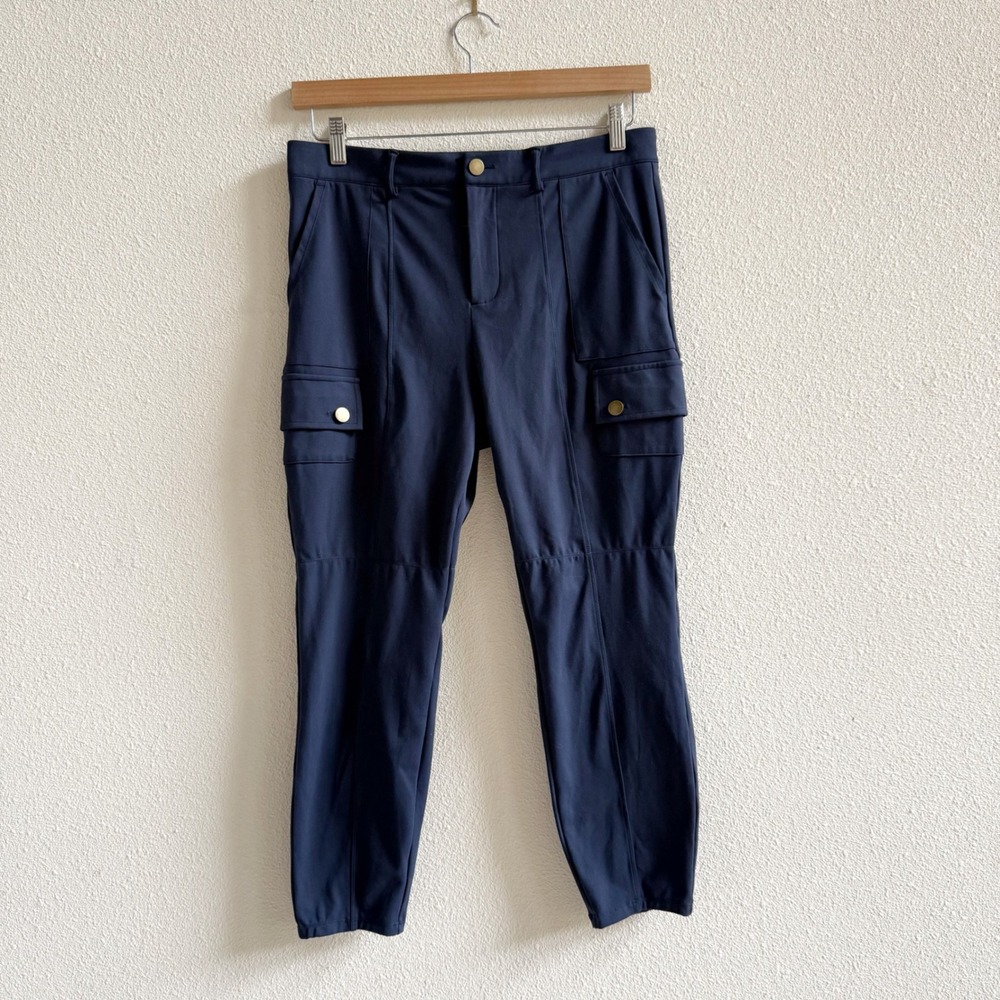 Halara Cargo Pants Women L Navy Blue Excellent Petite High Rise Utility Pockets